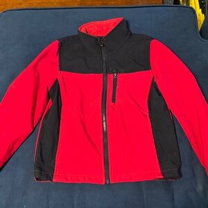Vibrant Red and Black Kids Fleece weatherproof jacket